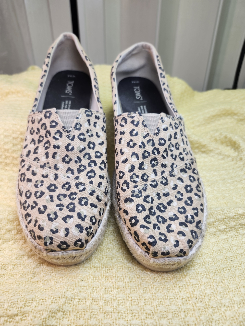 Toms Leopard Print Slip-On Espadrilles in Beige and Black